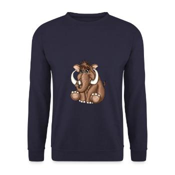 Süßes flauschiges Mammut Steinzeit - Unisex Pullover - Navy - Vorne - Alina (178cm) & Michal (187cm)