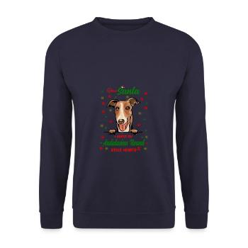 Andalusischer Laufhund Hund Weihnachten Hunderasse - Unisex Pullover - Navy - Vorne - Alina (178cm) & Michal (187cm)