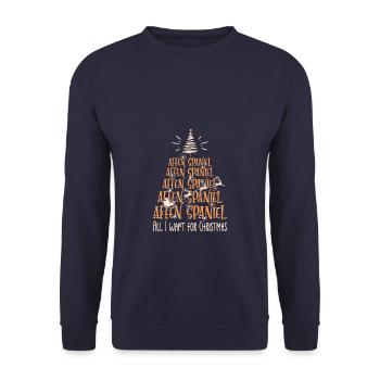 Affen Spaniel Hund Weihnachten Hunderasse - Unisex Pullover - Navy - Vorne - Alina (178cm) & Michal (187cm)