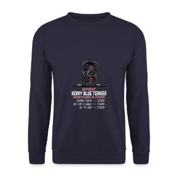 Ohne Kerry Blue Terrier ist alles doof - Unisex Pullover - Navy - Vorne - Alina (178cm) & Michal (187cm)