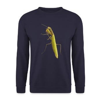 Eine Gottesanbeterinnen in Lauerstellung - Unisex Pullover - Navy - Vorne - Alina (178cm) & Michal (187cm)