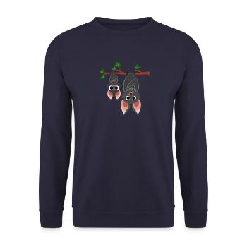 Fledermaus Fledermäuse Nachts Blutsauger Vampir - Unisex Pullover - Navy - Vorne - Alina (178cm) & Michal (187cm)
