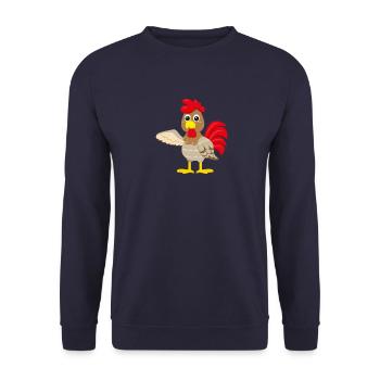 Rooster in the basket Chicken Chicks Roosters Chickens Gockel Gickel - Unisex Sweatshirt - navy - Front - Alina (178cm) & Michal (187cm)