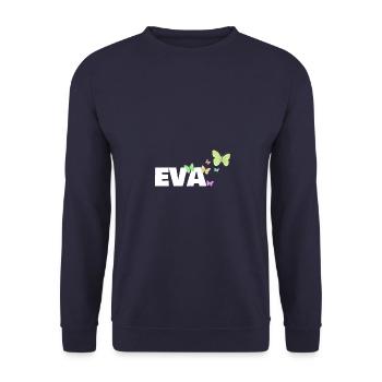 Vornamen Eva - Unisex Pullover - Navy - Vorne - Alina (178cm) & Michal (187cm)