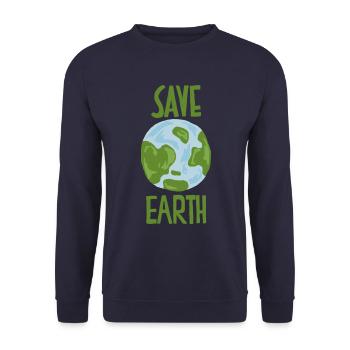Save Earth Nachhaltig Klimawandel - Unisex Pullover - Navy - Vorne - Alina (178cm) & Michal (187cm)