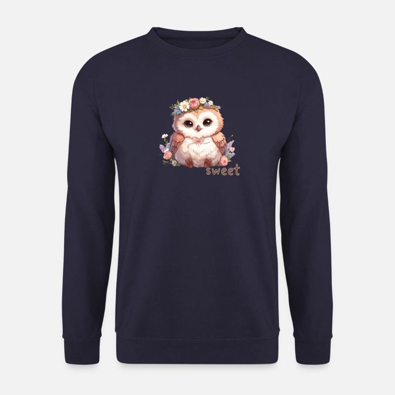Süße Eule mit Blumen - Unisex Pullover - Navy