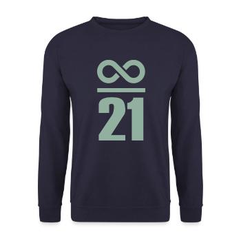 Unendlich durch 21 Millionen Bitcoin - Unisex Pullover - Navy - Vorne - Alina (178cm) & Michal (187cm)