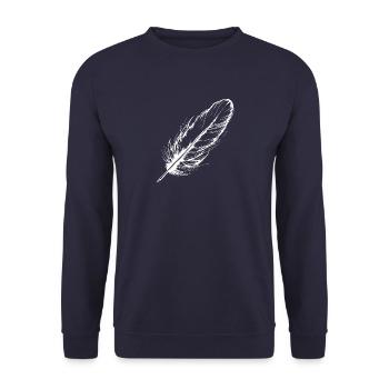 Vogelfeder Hand gezeichnet - Unisex Pullover - Navy - Vorne - Alina (178cm) & Michal (187cm)