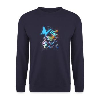 art,butterfly,graffiti,colorful,blue,painting - Unisex Sweatshirt - navy - Front - Alina (178cm) & Michal (187cm)