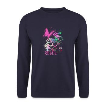 art,butterfly,graffiti,colorful,painting,rebel - Unisex Sweatshirt - navy - Front - Alina (178cm) & Michal (187cm)