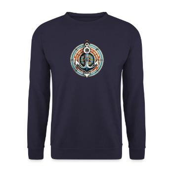 Anker & Kompass, Himmelsrichtungen, Segler - Unisex Pullover - Navy - Vorne - Alina (178cm) & Michal (187cm)