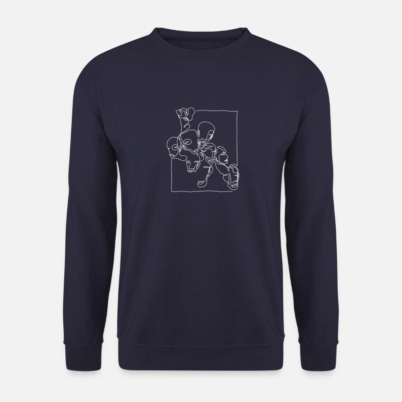 "Faces005" Oneline Premium Design White - Sweat-shirt Unisexe - marine