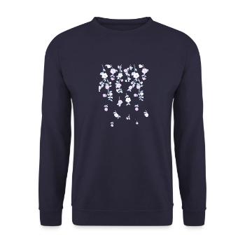 Blumen, Aquarell, Malerei, wasserfarbe ,lila - Unisex Pullover - Navy - Vorne - Alina (178cm) & Michal (187cm)