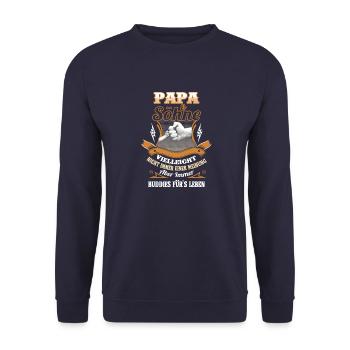 Papa & Söhne - Unisex Pullover - Navy - Vorne - Alina (178cm) & Michal (187cm)