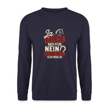 Pferd Reiten Reiterin Reitsport Pferdegeruch - Unisex Pullover - Navy - Vorne - Alina (178cm) & Michal (187cm)