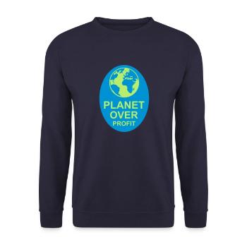 planet over profit quote - Unisex Sweatshirt - navy - Front - Alina (178cm) & Michal (187cm)