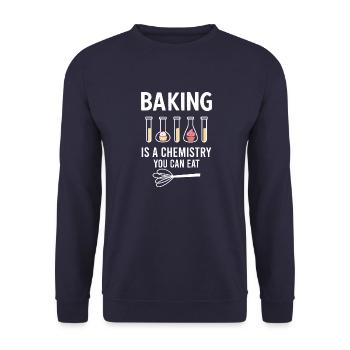 Baking is Chemistry You Can Eat Vintage Backen - Unisex Pullover - Navy - Vorne - Alina (178cm) & Michal (187cm)