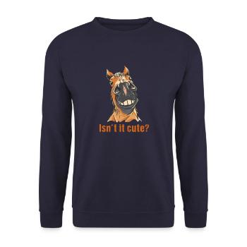 Pferde Horses Pony Stallion Vintage Reiter Spruch - Unisex Pullover - Navy - Vorne - Alina (178cm) & Michal (187cm)