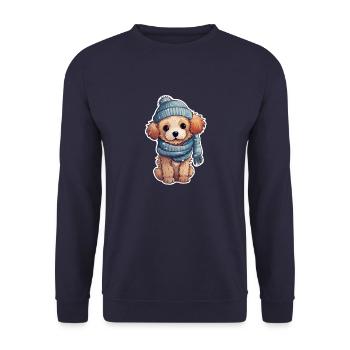 Winter Pudel im Schnee - Unisex Pullover - Navy - Vorne - Alina (178cm) & Michal (187cm)
