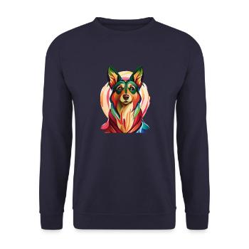 Splash of color German Shepherd - Unisex Sweatshirt - navy - Front - Alina (178cm) & Michal (187cm)
