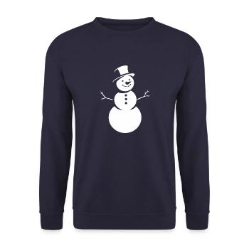 Minimalistische Silhouette eines Schneemanns - Unisex Pullover - Navy - Vorne - Alina (178cm) & Michal (187cm)