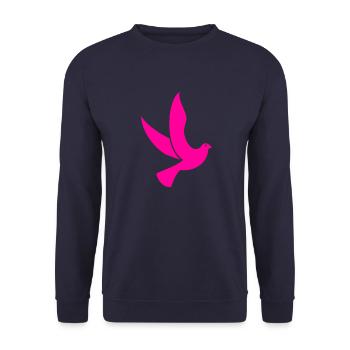 pinke Friedenstaube - Unisex Pullover - Navy - Vorne - Alina (178cm) & Michal (187cm)