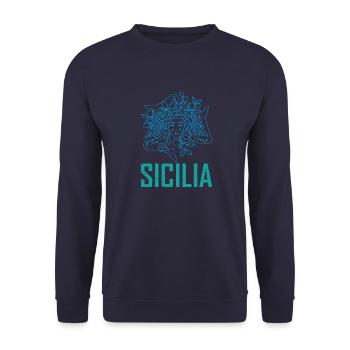 Sizilien Sicilia Italien Urlaub Flagge National - Unisex Pullover - Navy - Vorne - Alina (178cm) & Michal (187cm)