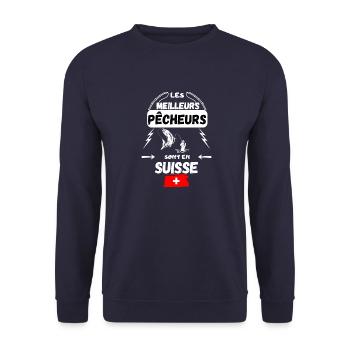 THE BEST FISHERMEN ARE IN SWITZERLAND - Unisex Sweatshirt - navy - Front - Alina (178cm) & Michal (187cm)