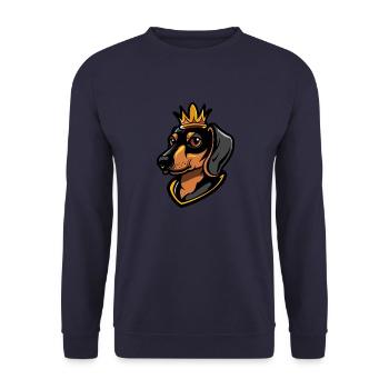Dachshund Hund Kopf Dackel Krone - Unisex Pullover - Navy - Vorne - Alina (178cm) & Michal (187cm)