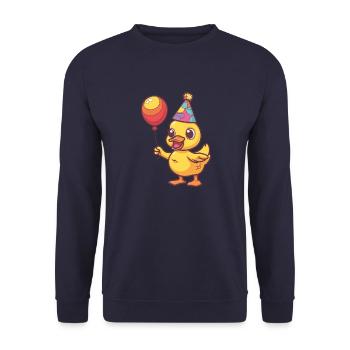 Bande dessinée d’anniversaire de canard - Sweat-shirt Unisexe - marine - Devant - Alina (178cm) & Michal (187cm)