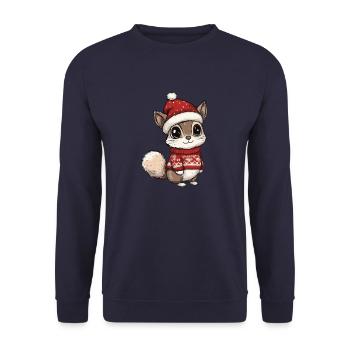 Bande dessinée de Noël écureuil - Sweat-shirt Unisexe - marine - Devant - Alina (178cm) & Michal (187cm)