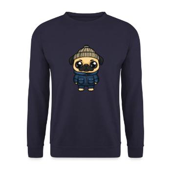 Pug Dog Stylish - Unisex Sweatshirt - navy - Front - Alina (178cm) & Michal (187cm)