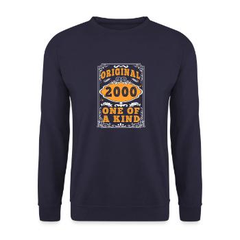 Vintage Né(e) en 2000 made in 2000 25 ans. Art_20 - Sweat-shirt Unisexe - marine - Devant - Alina (178cm) & Michal (187cm)