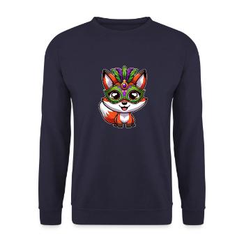 Mardi Gras Fox Mask - Unisex Sweatshirt - navy - Front - Alina (178cm) & Michal (187cm)