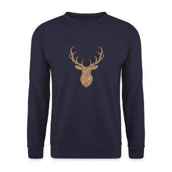 Deer head gold - Unisex Sweatshirt - navy - Front - Alina (178cm) & Michal (187cm)