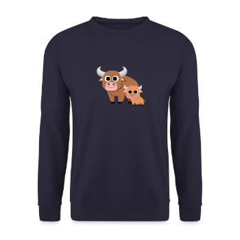 Bulle Comic Cartoon Rinder Stier Rind Kuh Ochse - Unisex Pullover - Navy - Vorne - Alina (178cm) & Michal (187cm)