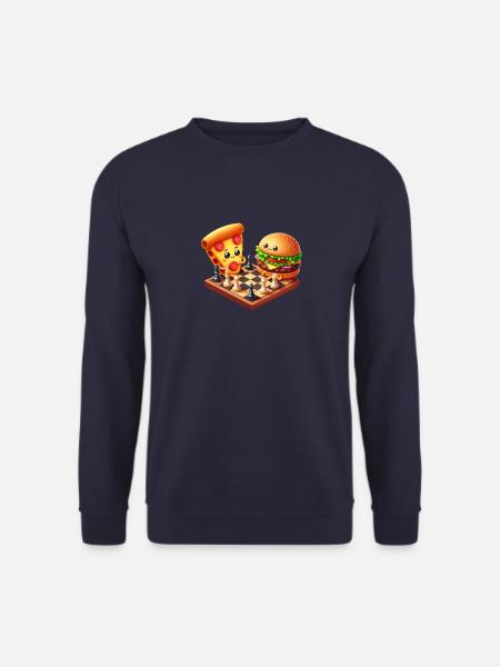 Schach Pizza Cheeseburger Fast Food - Unisex Pullover - Navy