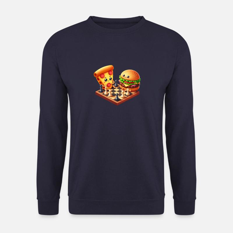 Chess, Pizza, Cheeseburger, Fast Food - Unisex Sweatshirt - navy