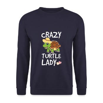 Funny Turtle Crazy Turtle Lady Gift - Unisex Sweatshirt - navy - Front - Alina (178cm) & Michal (187cm)