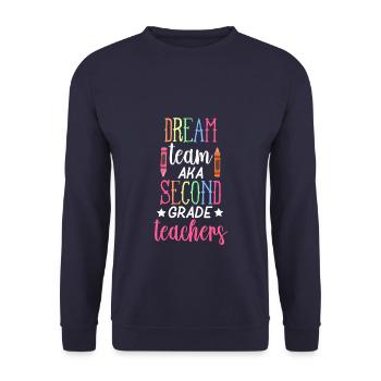 2nd Grade Teachers - Unisex Pullover - Navy - Vorne - Alina (178cm) & Michal (187cm)