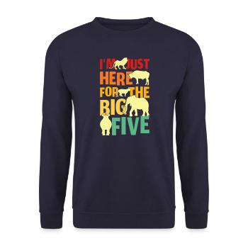 Juste ici pour les Big Five - Sweat-shirt Unisexe - marine - Devant - Alina (178cm) & Michal (187cm)