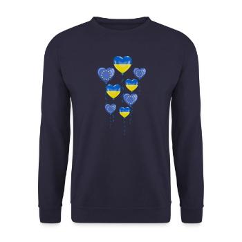 L’UE fait preuve de solidarité et de cœur envers l’Ukraine - Sweat-shirt Unisexe - marine - Devant - Alina (178cm) & Michal (187cm)