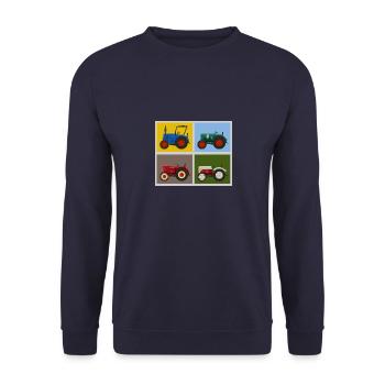 Retro Oldtimer-Traktoren Quartett - Unisex Pullover - Navy - Vorne - Alina (178cm) & Michal (187cm)