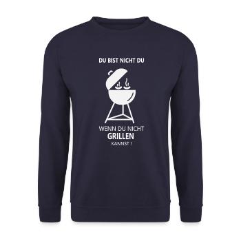 DU BIST NICHT DU - Für Griller - Unisex Pullover - Navy - Vorne - Alina (178cm) & Michal (187cm)