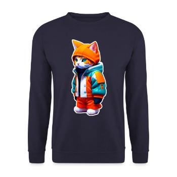 Space Cat - Unisex Pullover - Navy - Vorne - Alina (178cm) & Michal (187cm)