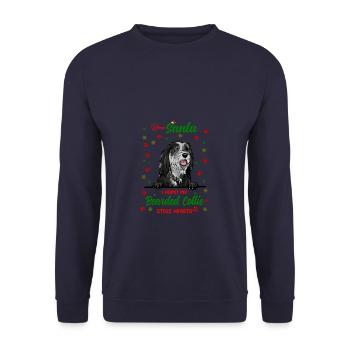 Bearded Collie Hund Weihnachten Hunderasse - Unisex Pullover - Navy - Vorne - Alina (178cm) & Michal (187cm)