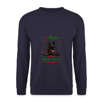 Belgische Tervuren Hund Weihnachten Hunderasse - Unisex Pullover - Navy - Vorne - Alina (178cm) & Michal (187cm)