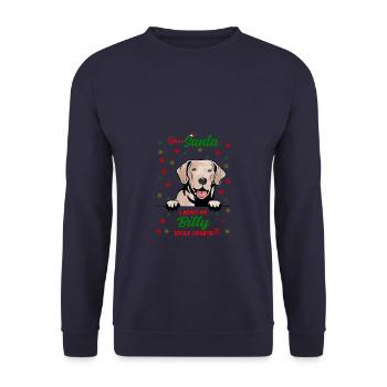 Billy Hund Weihnachten Hunderasse - Unisex Pullover - Navy - Vorne - Alina (178cm) & Michal (187cm)