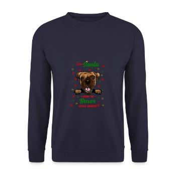 Boxer Hund Weihnachten Hunderasse - Unisex Pullover - Navy - Vorne - Alina (178cm) & Michal (187cm)