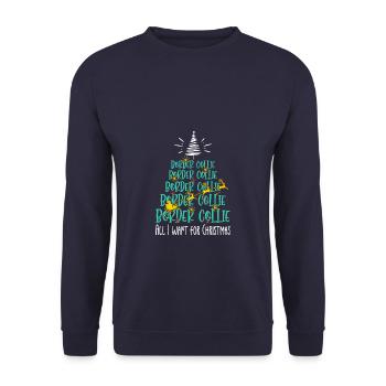 Border Collie Hund Weihnachten Hunderasse - Unisex Pullover - Navy - Vorne - Alina (178cm) & Michal (187cm)